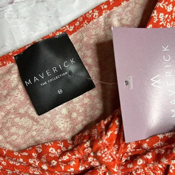 Maverick The Collection Clementine long sleeve crop Top in Red size M NWT - Picture 3 of 4